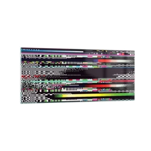 Obraz na szkle - Kolorowe linie i piksele w abstrakcyjnym stylu - 120x50cm - Obraz konrolny rzeczywistości - Nowoczesna dekoracja ścienna do salonu i sypialni ARTTOR