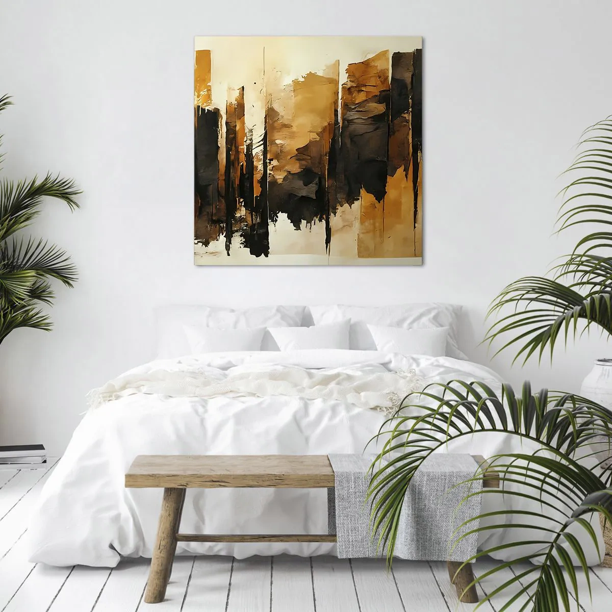 Obraz na płótnie - Harmonia czerni i złota - 60x60 cm