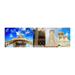 Fototapeta Próbka Premium Canvas - Sięgając nieba i chmur - Miasto, Paryż, Wieża Eiffla - 100x30 cm
