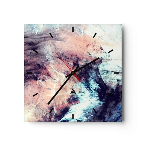 Zegar ścienny - Abstrakcyjna kompozycja w pastelowych i ciemnych tonach - 30x30cm - Poczuj wiatr - Nowoczesna dekoracja ścienna do salonu i sypialni ARTTOR