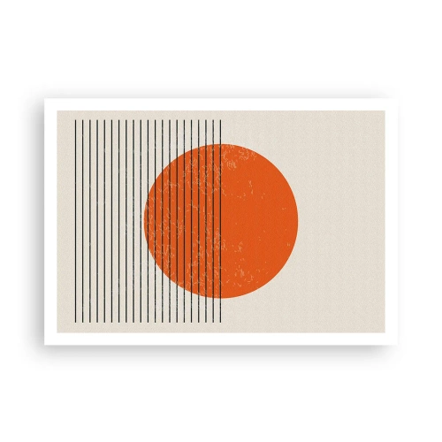 Plakat - Minimalistyczne słońce z geometrycznymi liniami - 100x70cm - Zawsze słońce - Nowoczesna dekoracja ścienna do salonu i sypialni ARTTOR