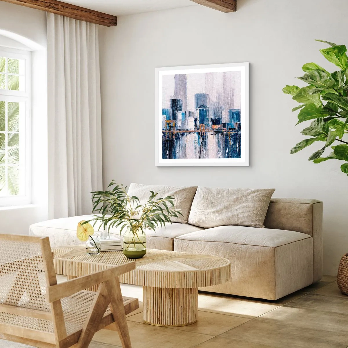Plakat w białej ramie - Nowojorska impresja - 30x30 cm