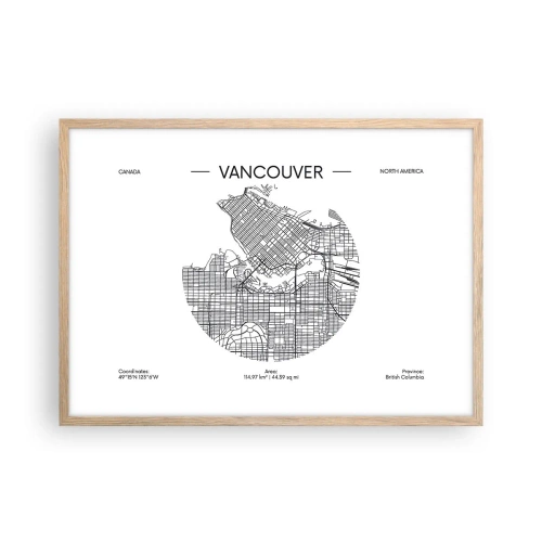 Plakat w ramie jasny dąb - Anatomia Vancouver - 70x50 cm