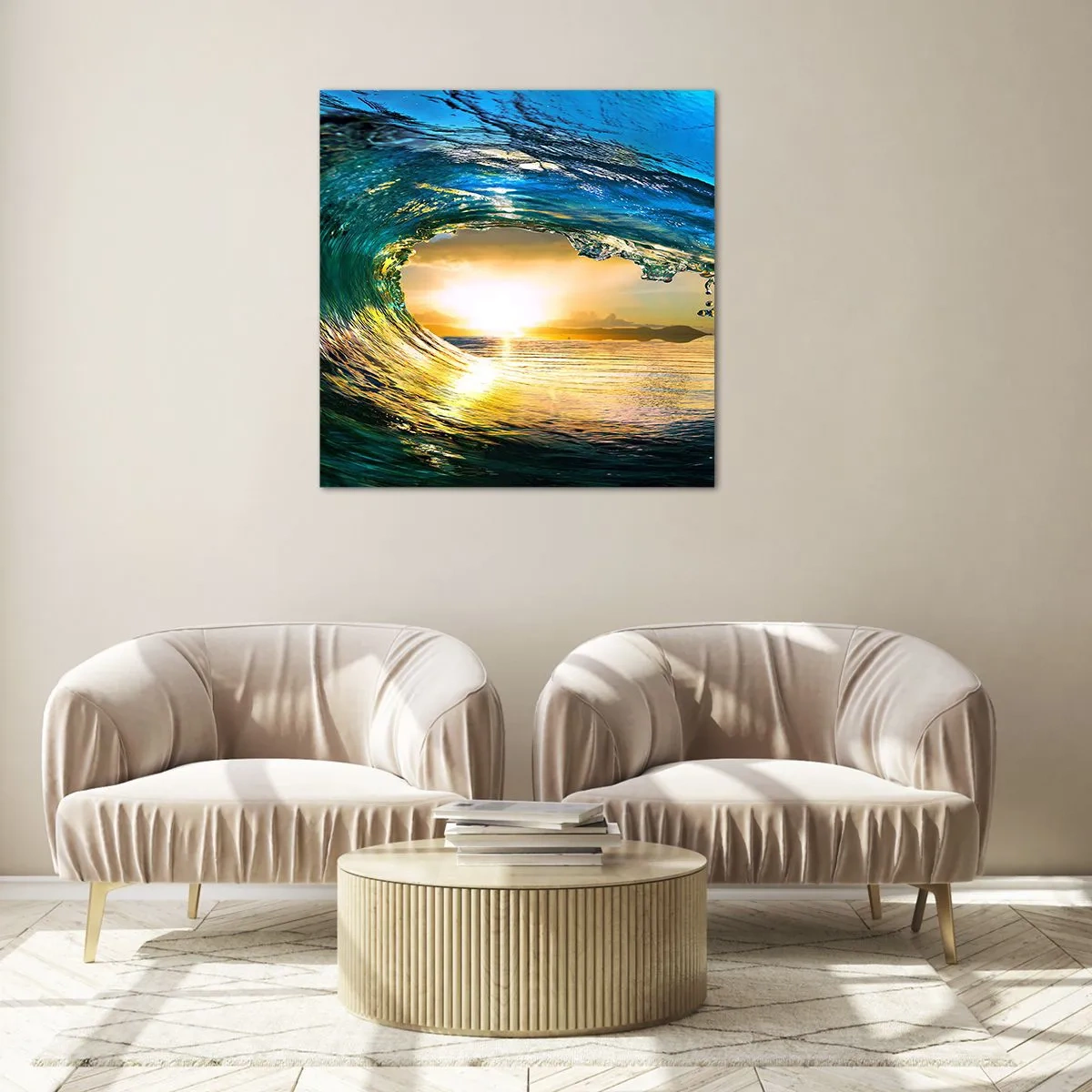 Obraz na szkle - W szmaragdowo-złotym krysztale - 70x70 cm