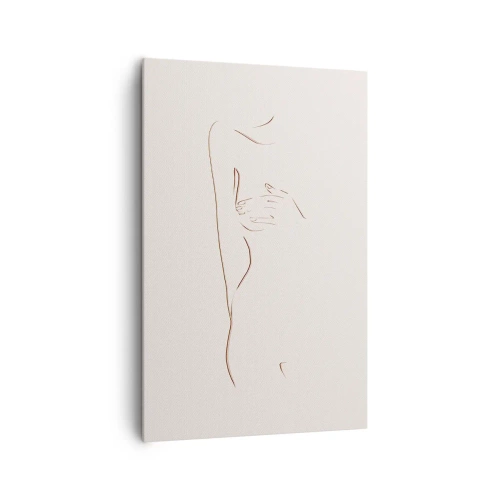 Obraz na płótnie - Subtelny rysunek linii przedstawiający sylwetkę na jasnym tle - 80x120cm - Kształt pragnienia - Nowoczesna dekoracja ścienna do salonu i sypialni ARTTOR