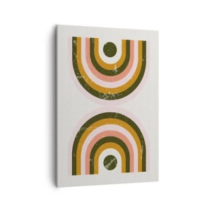 Obraz na płótnie - Symetryczna abstrakcja geometryczna w odcieniach ziemistych i pastelowych - 50x70cm - Abstrakcja bliźniacza - Nowoczesna dekoracja ścienna do salonu, kuchni i sypialni ARTTOR