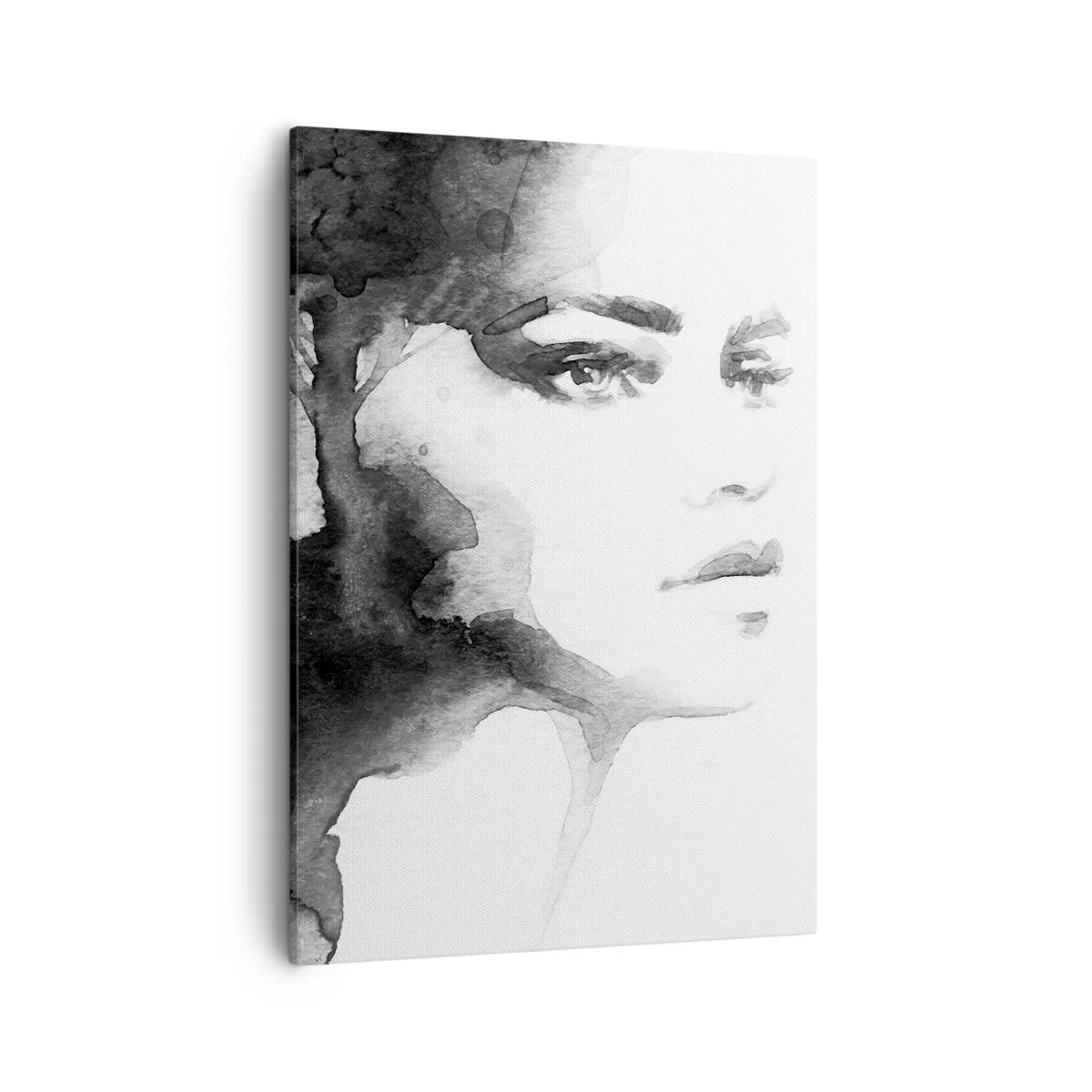 Obraz na płótnie - Tajemniczy kobiecy portret w akwarelowym stylu - 50x70cm - Stworzona z tajemnicy i mgły - Nowoczesna dekoracja ścienna do salonu, kuchni i sypialni ARTTOR