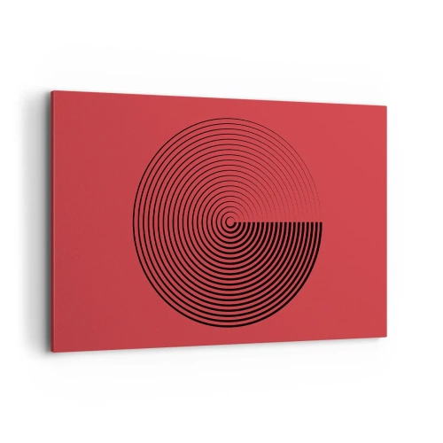 Obraz na płótnie - Koncentryczne koła na czerwonym tle - 120x80cm - Ruch kolisty - Nowoczesna dekoracja ścienna do salonu, kuchni i sypialni ARTTOR