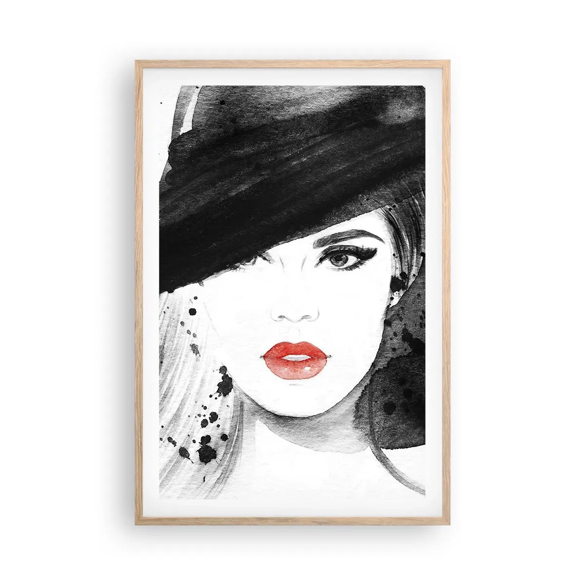 Plakat w ramie jasny dąb - Dama w czerni - 61x91 cm