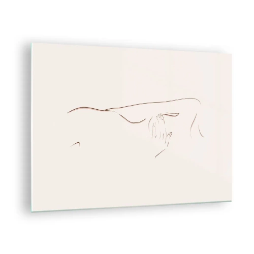 Obraz na szkle - Abstrakcyjna linia przedstawiająca zarys ciała w delikatnym, minimalistycznym stylu - 70x50cm - Kształt pragnienia - Nowoczesna dekoracja ścienna do salonu i sypialni ARTTOR