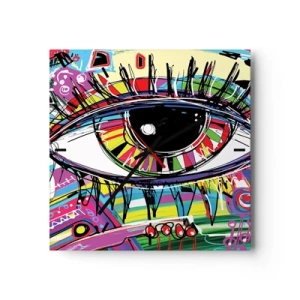 Zegar ścienny - Kolorowe abstrakcyjne oko w stylu graffiti - 30x30cm - Kolorowe oko - kolorowa dusza - Nowoczesna dekoracja ścienna do salonu i sypialni ARTTOR