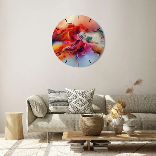 Zegar ścienny - Abstrakcyjna mieszanka kolorów tworząca dynamiczną kompozycję - 30x30cm - Jak pochwycić marzenia - dym - Nowoczesna dekoracja ścienna do salonu, kuchni i sypialni ARTTOR