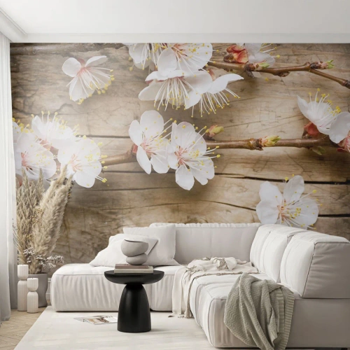 Fototapeta Samoprzylepna Deluxe Sticker - I stała się wiosna - Kwiaty, Gałązka Z Kwiatami, Natura - 100x70 cm