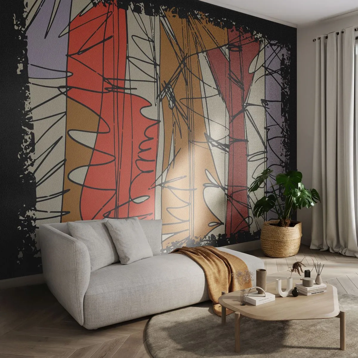 Fototapeta Premium Canvas - Kompozycja spontaniczna - Abstrakcja, Sztuka, Bazgroły - 200x140 cm