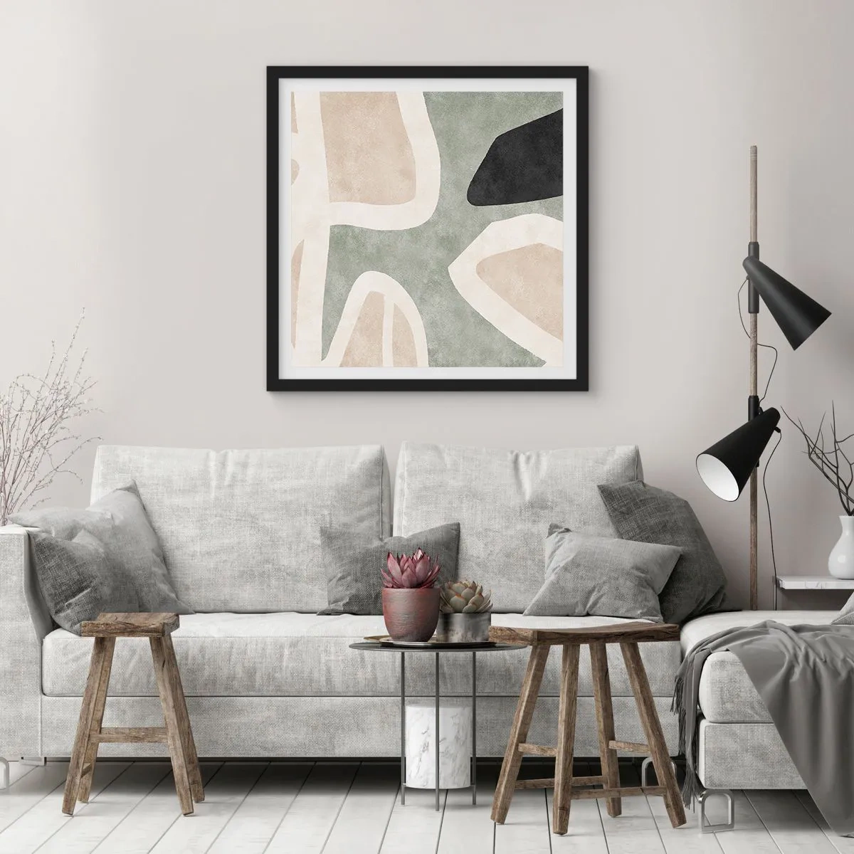 Plakat w czarnej ramie - Kompozycja z motywem czerni - 30x30 cm