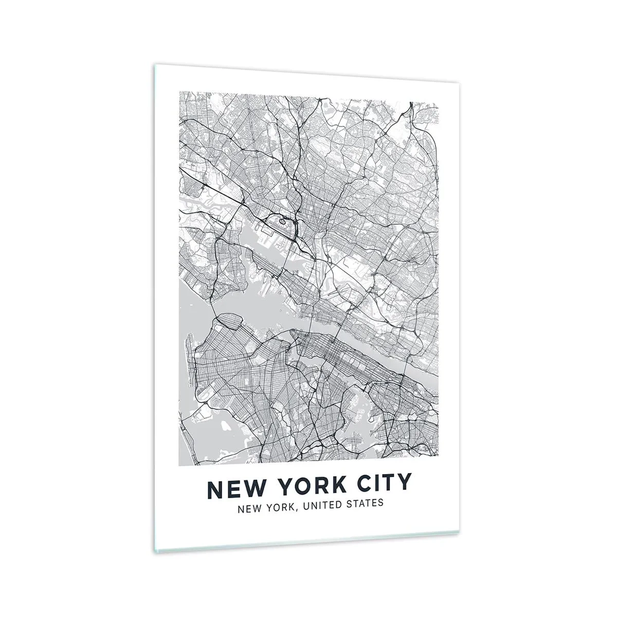 Obraz na szkle - Mapa wielkomiejskich ulic i dzielnic w monochromatycznej formie - 50x70cm - Anatomia metropolii - Nowoczesna dekoracja ścienna do salonu, kuchni i sypialni ARTTOR