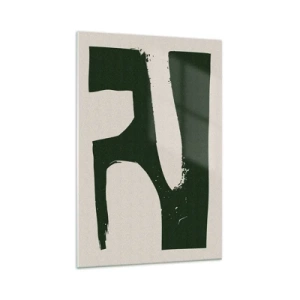 Obraz na szkle - Minimalistyczny abstrakt w zieleni na jasnym tle - 70x100cm - Zatoki bieli - Nowoczesna dekoracja ścienna do salonu i sypialni ARTTOR