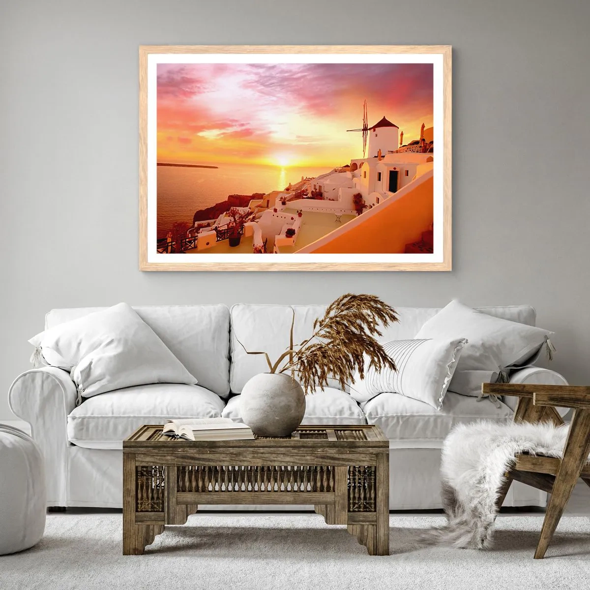 Plakat w ramie jasny dąb - Rozpłynąć się w bieli i złocie - 100x70 cm