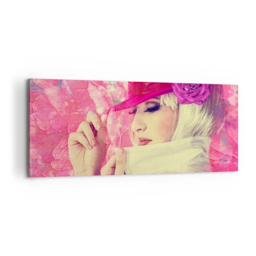 Obraz na płótnie - Portret retro w oparach różu - 100x40 cm