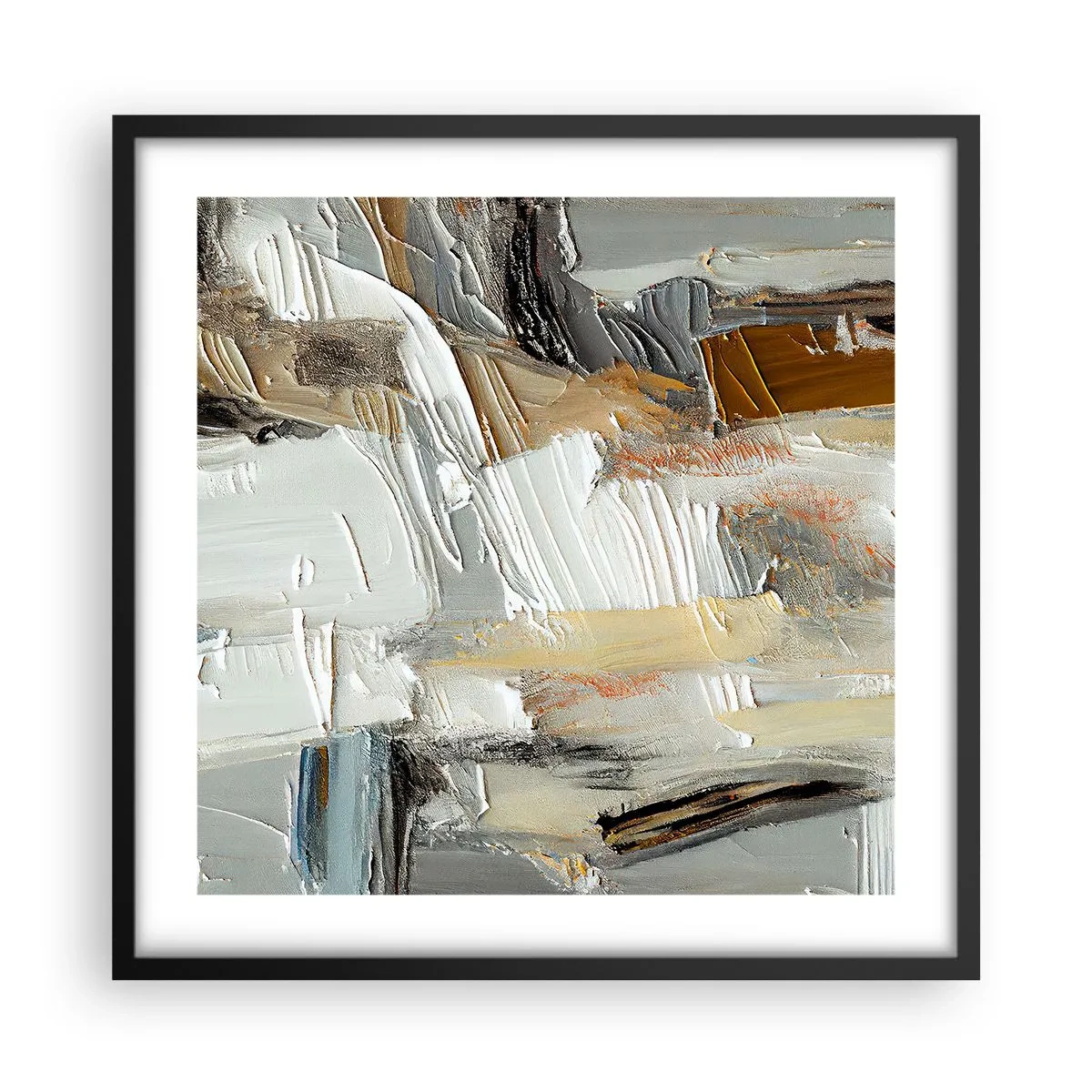 Plakat w czarnej ramie - Barwne nawarstwienia - 50x50 cm