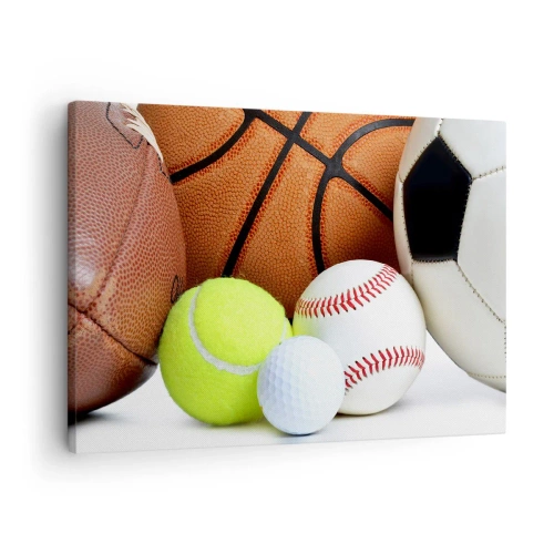 Obraz na płótnie - Piłki różnych dyscyplin sportowych - 70x50cm - Łączy nas piłka! - Nowoczesna dekoracja ścienna do salonu i sypialni ARTTOR