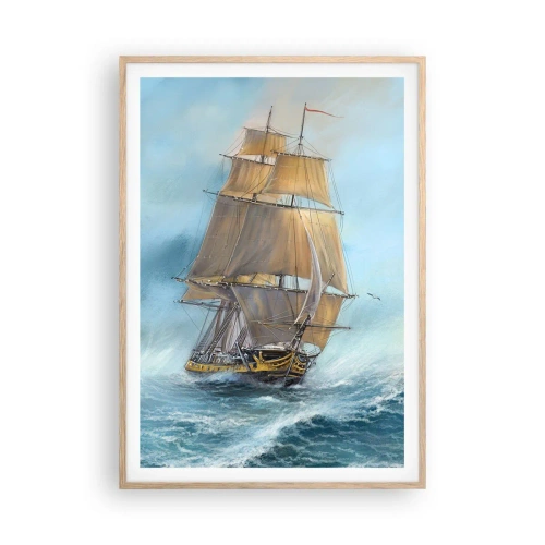 Plakat w ramie jasny dąb - Mknący po falach - 70x100 cm