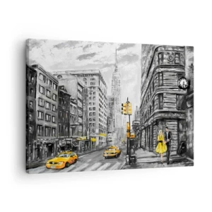 Obraz na płótnie - Nowojorska ulica z żółtymi akcentami - 70x50cm - Nowojorska opowieść - Nowoczesna dekoracja ścienna do salonu i sypialni ARTTOR