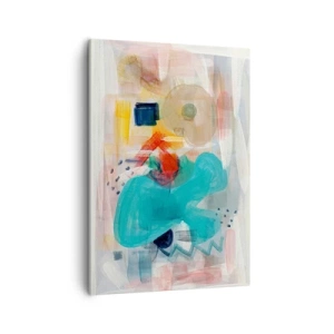 Obraz na płótnie - Kolorowa abstrakcja z dynamicznymi kształtami i wyrazistymi akcentami - 50x70cm - Kolorowa gra - Nowoczesna dekoracja ścienna do salonu, kuchni i sypialni ARTTOR