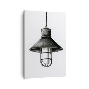 Obraz na płótnie - Rysunek wiszącej lampy w stylu retro na białym tle - 70x100cm - Jak przed laty… - Nowoczesna dekoracja ścienna do salonu i sypialni ARTTOR