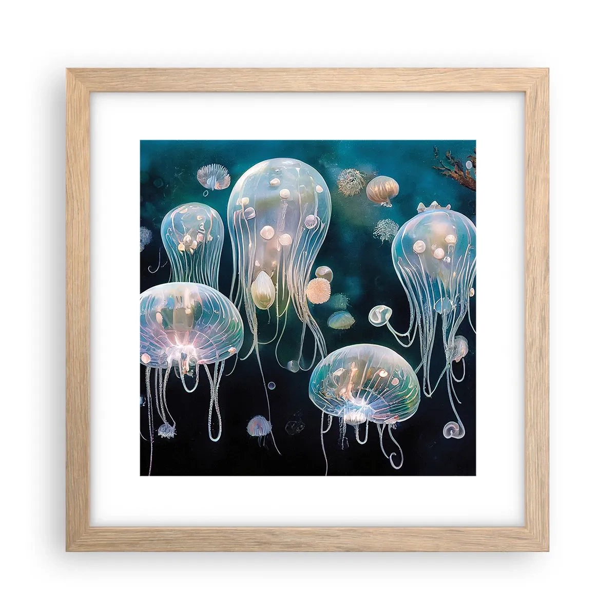 Plakat w ramie jasny dąb - Podwodny bal - 30x30 cm