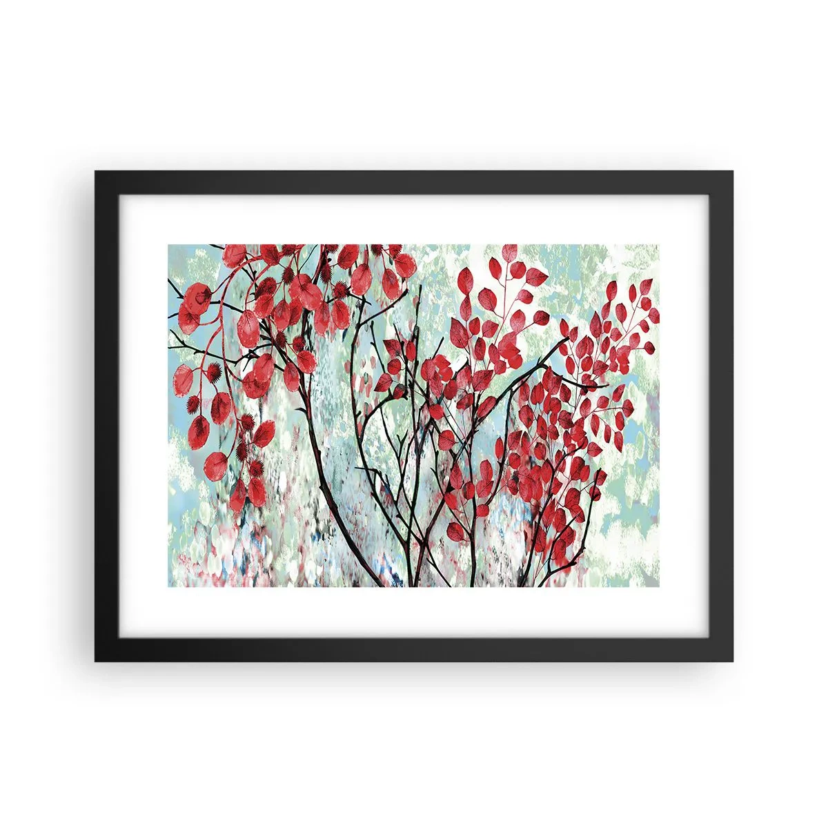 Plakat w czarnej ramie - Drzewo w szkarłacie - 40x30 cm