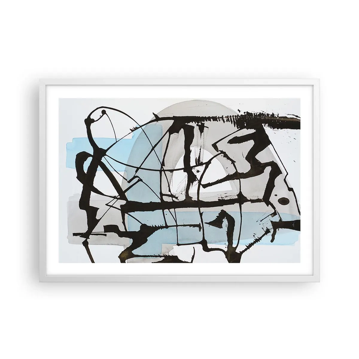 Plakat w białej ramie - Mimo wszystko błękitny - 70x50 cm