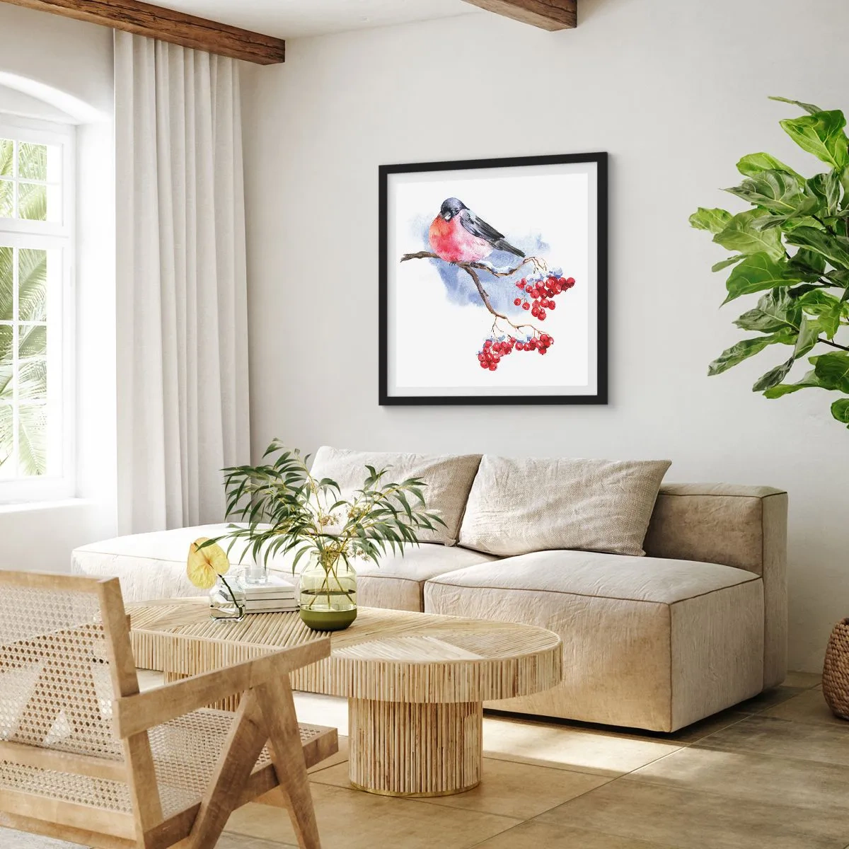 Plakat w czarnej ramie - Zima w kolorze - 50x50 cm