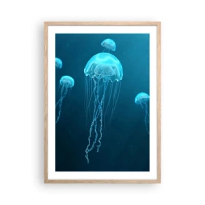 Plakat w ramie jasny dąb - Oceaniczny taniec - 50x70 cm