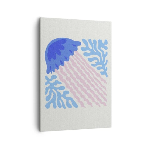 Obraz na płótnie - Abstrakcyjna ilustracja meduzy w pastelowych odcieniach - 50x70cm - Jak z innego świata - Nowoczesna dekoracja ścienna do salonu, kuchni i sypialni ARTTOR