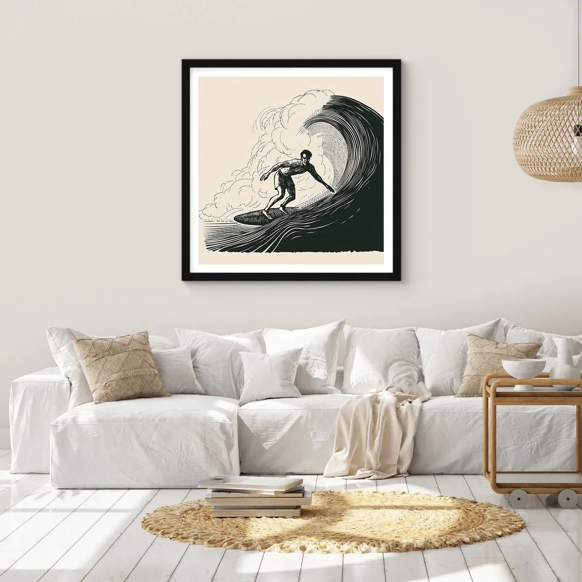 Plakat w czarnej ramie - Król fali - 30x30 cm