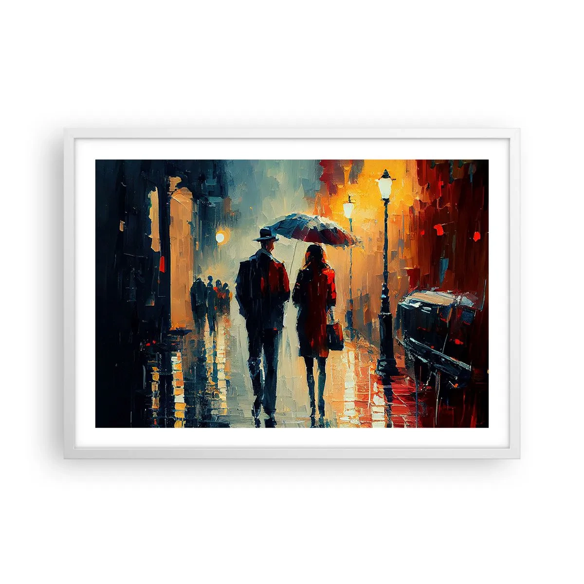 Plakat w białej ramie - Miejska love story - 70x50 cm