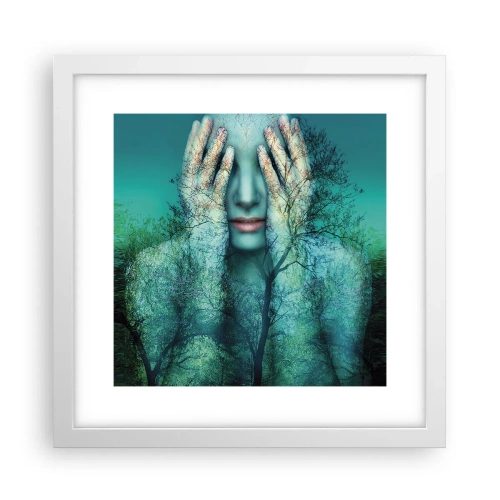 Plakat w białej ramie - Zanurzona w błękicie - 30x30 cm