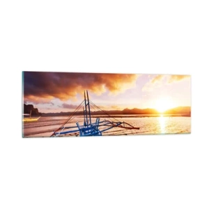 Obraz na szkle - Po całym dniu wyciągnąć się na piasku - 90x30 cm