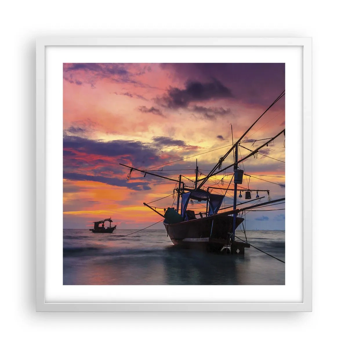 Plakat w białej ramie - Egzotyczny wieczór - 50x50 cm