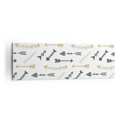 Obraz na płótnie - Minimalistyczny wzór ze strzałami w beżowej i szarej kolorystyce - 160x50cm - Sen łucznika - Nowoczesna dekoracja ścienna do salonu i sypialni ARTTOR
