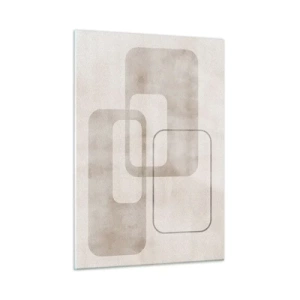Obraz na szkle - Minimalistyczne beżowe prostokąty na jasnym tle - 50x70cm - Geometryczna fuga - Nowoczesna dekoracja ścienna do salonu, kuchni i sypialni ARTTOR