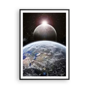 Plakat w czarnej ramie - Pejzaż kosmiczny - wschód słońca - 70x100 cm