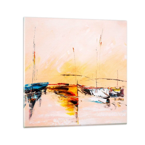 Obraz na szkle - Wieczór w przystani - 30x30 cm