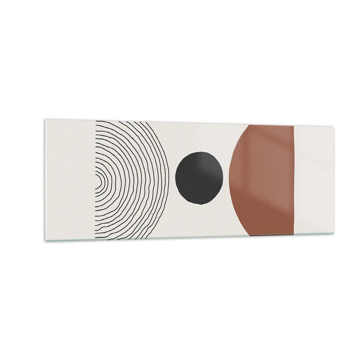 Obraz na szkle - Abstrakcyjne figury geometryczne w ciepłych barwach - 140x50cm - W centrum uwagi - Nowoczesna dekoracja ścienna do salonu i sypialni ARTTOR