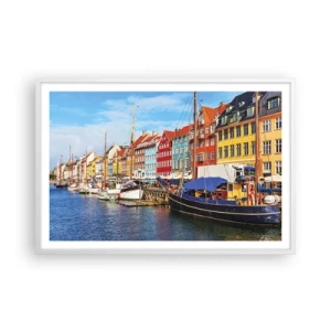Plakat w białej ramie - Radosne nabrzeże - 91x61 cm