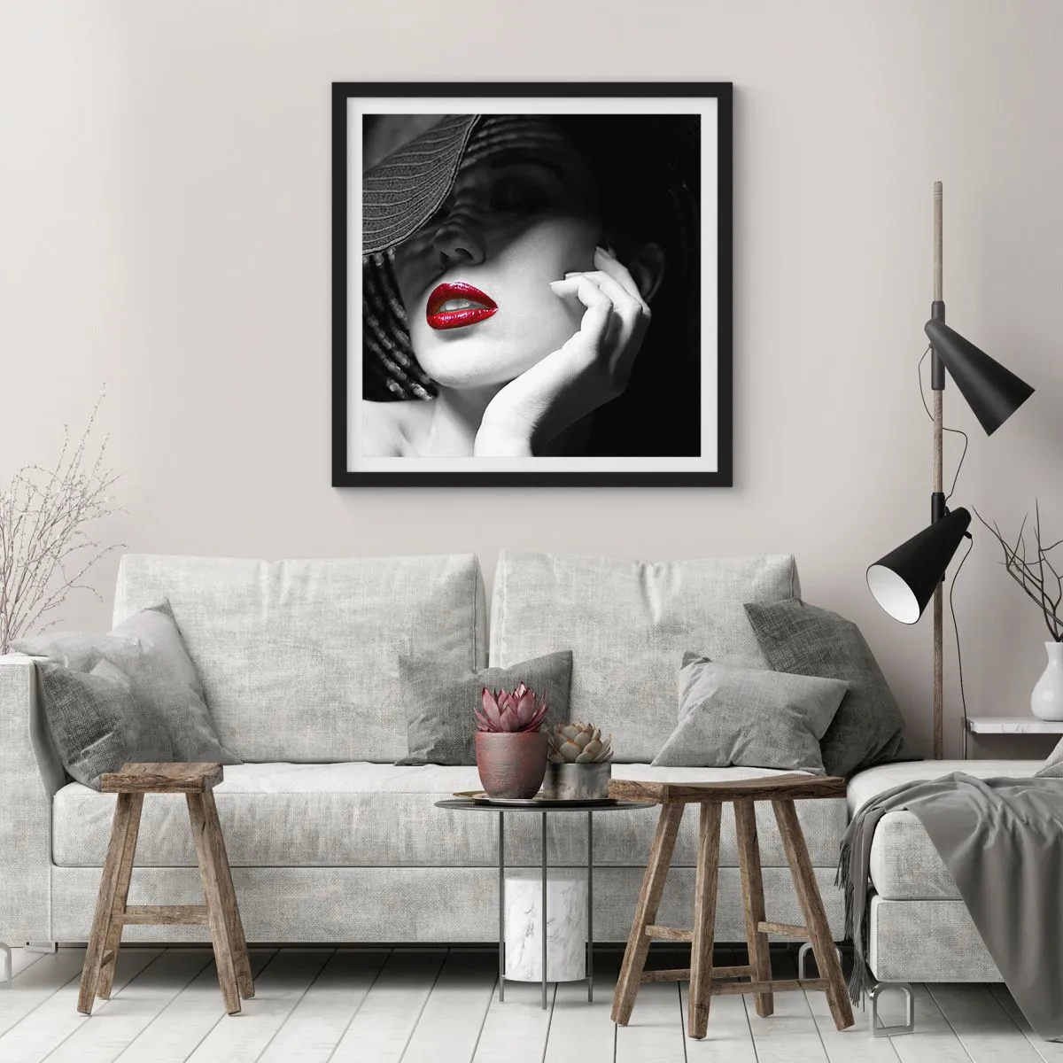 Plakat w czarnej ramie - Studium w szkarłacie - 50x50 cm