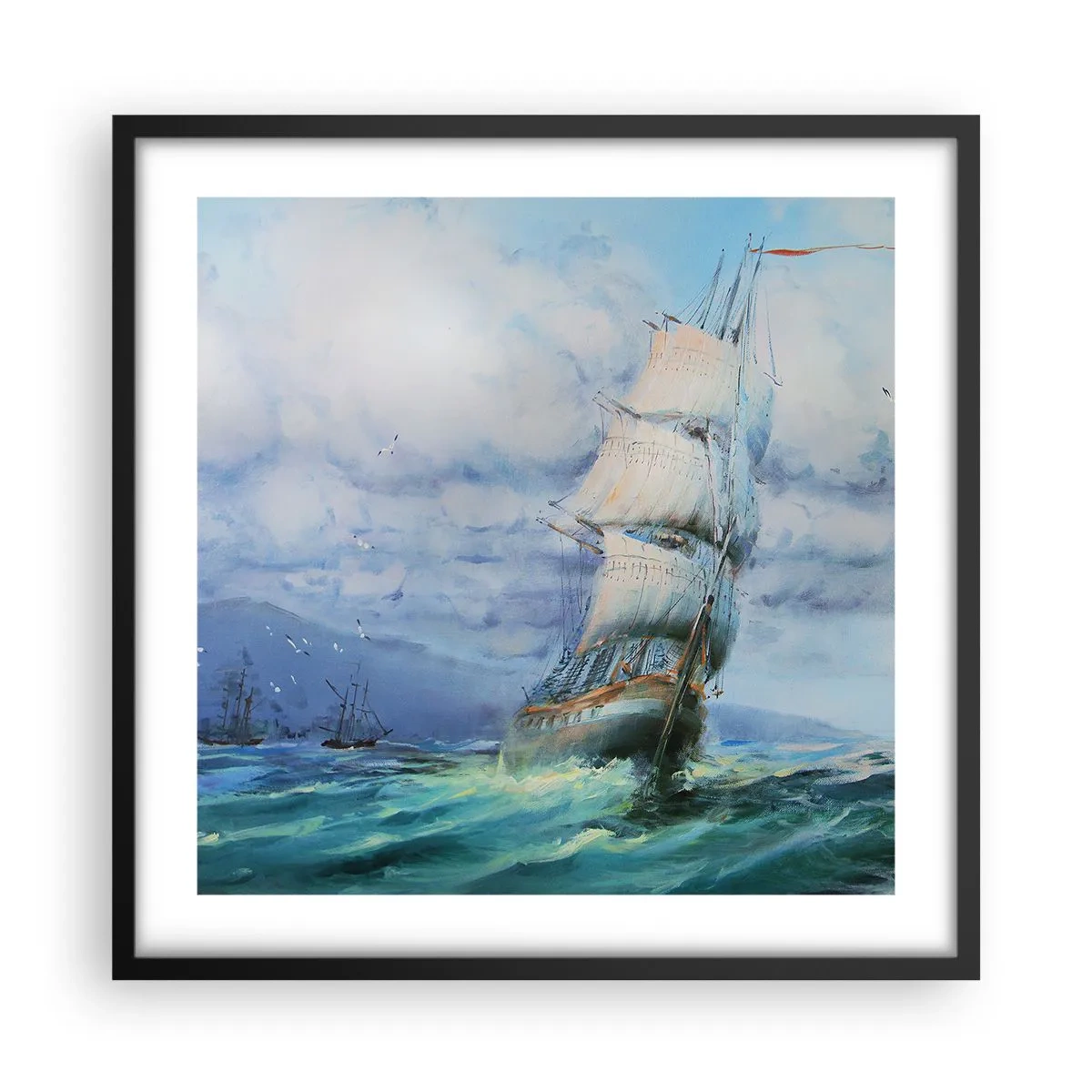 Plakat w czarnej ramie - Pomyślnych wiatrów - 50x50 cm