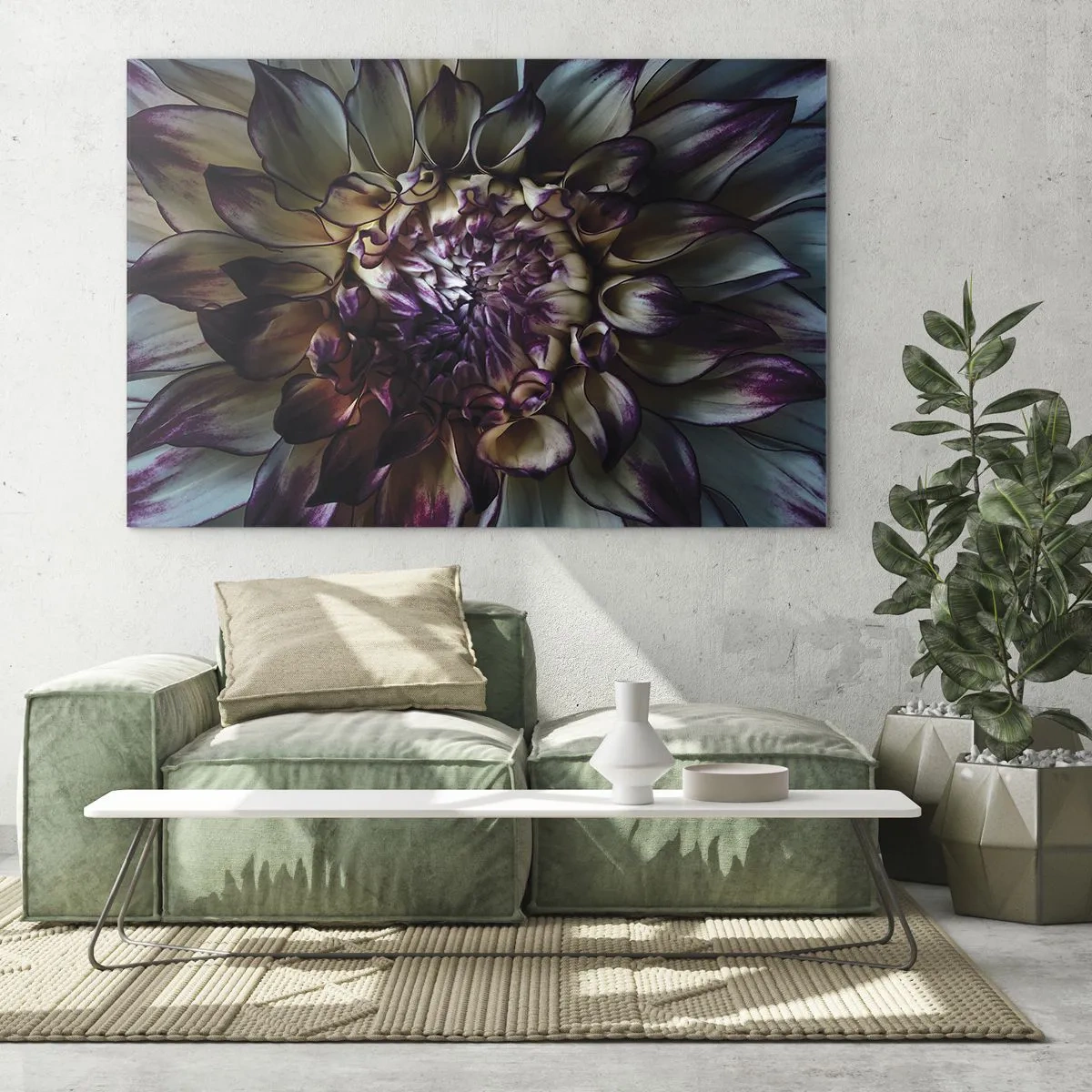 Obraz na szkle - Zbliżenie kwiatu w ciemnej palecie barw - 120x80cm - Rozkwit młodości - Nowoczesna dekoracja ścienna do salonu, kuchni i sypialni ARTTOR