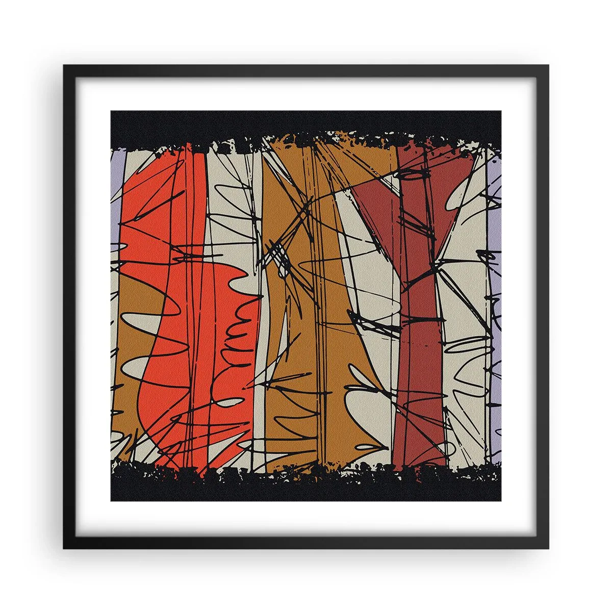 Plakat w czarnej ramie - Kompozycja spontaniczna - 50x50 cm